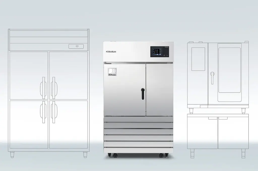 厨房に設置された3Dフリーザー® 1ドアモデルの実機正面