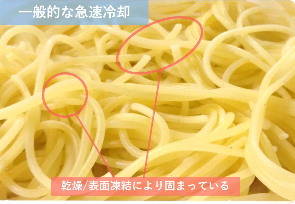 一般的な急速冷凍で冷凍したパスタの写真
