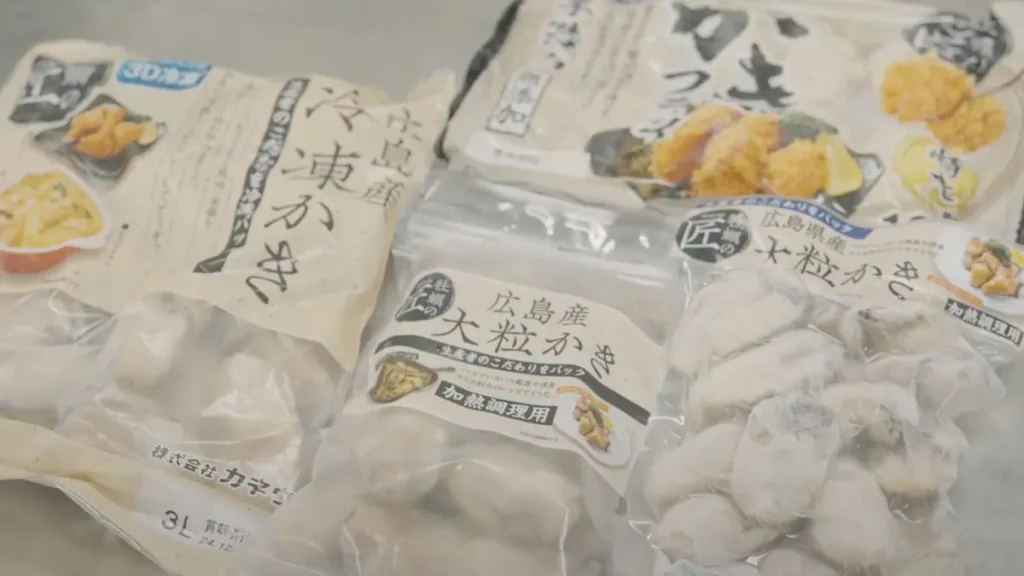 お客様の実際の製品例｜3Dフリーザーで急速冷凍された牡蠣製品（業務用冷凍食品）