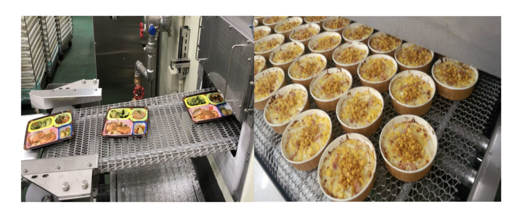 スパイラルフリーザーとトンネルフリーザー別で製品を流した比較