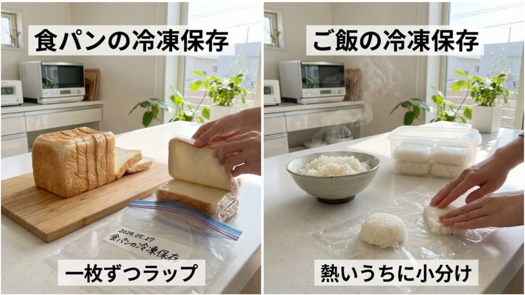 パンとご飯の冷凍焼け防止法:食パンとご飯の正しい冷凍方法
