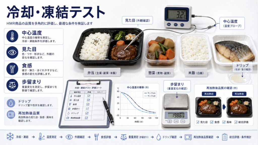 中食・HMRの冷却・凍結テストで確認する品質評価項目