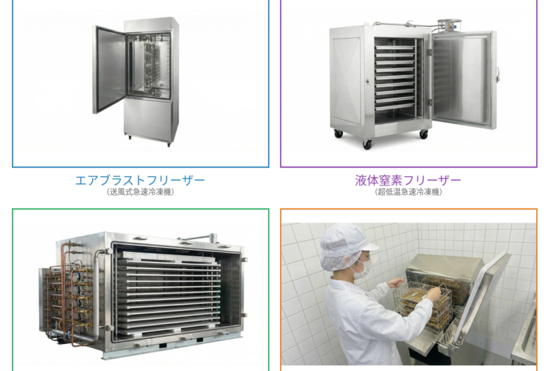 急速冷凍機の種類を1枚の画像にまとめたもの