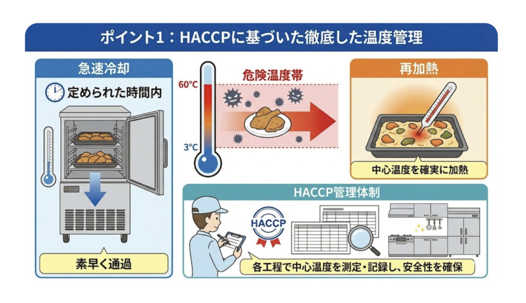 ポイント1：HACCPに基づいた徹底した温度管理