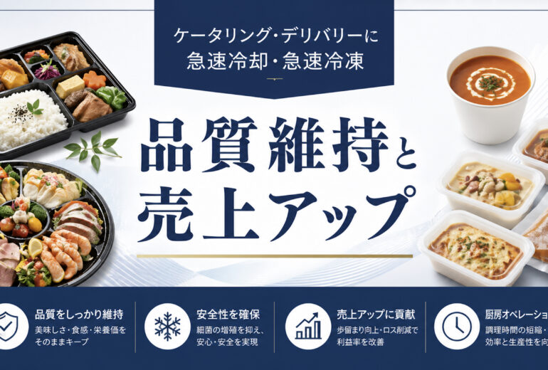 ケータリングとデリバリー向けに急速冷却・急速冷凍された弁当やオードブルの商品展開