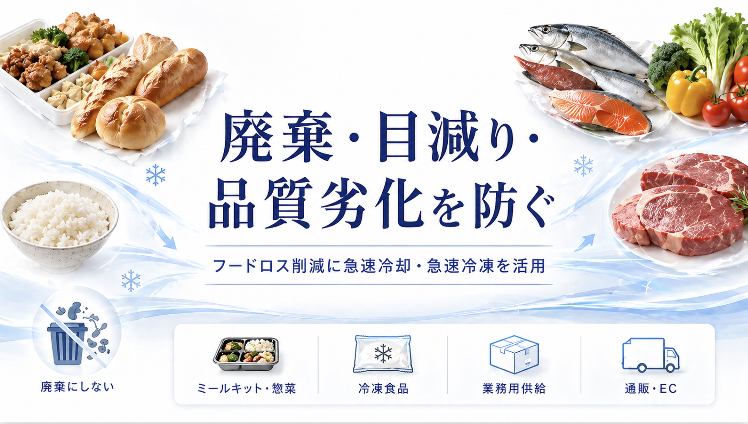 冷凍です フードロス削減に急速冷却・急速冷凍を活用｜廃棄・目減り・品質劣化を