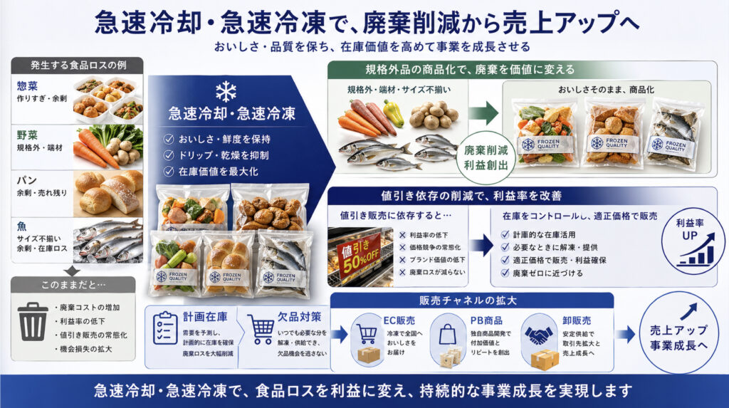 急速冷凍で作りすぎ、規格外品、欠品、EC展開を改善する5つの場面