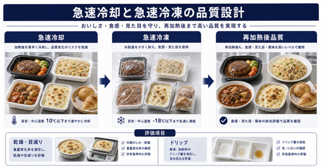 冷凍食品EC向けに急速冷却と急速冷凍でドリップや乾燥を抑える品質設計