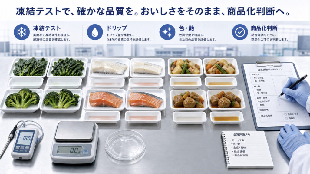 急速冷凍と通常冷凍を目的別に使い分ける比較用の商品写真