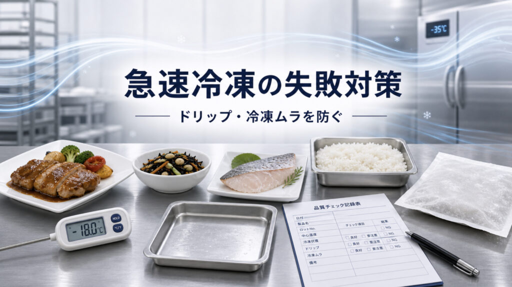 急速冷凍の失敗事例と対策を食品工場の品質確認で見直すイメージ