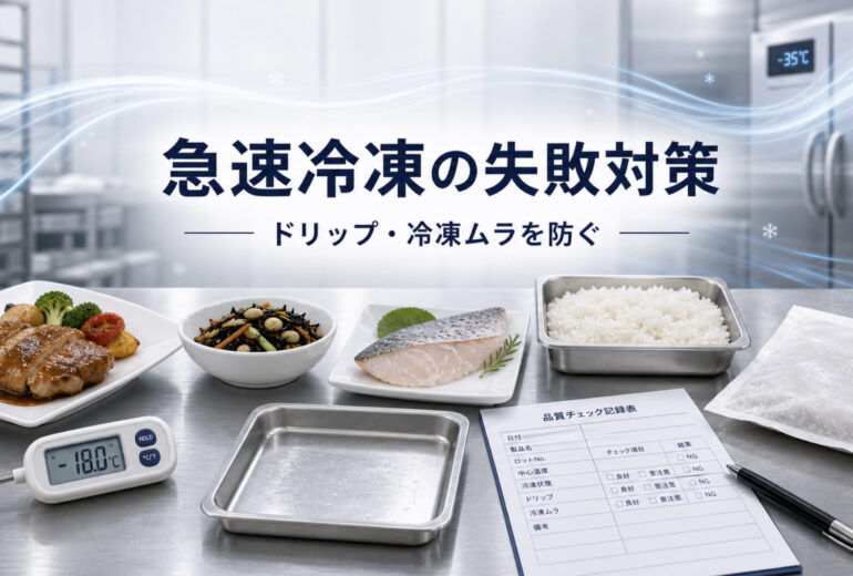 急速冷凍の失敗事例と対策を食品工場の品質確認で見直すイメージ