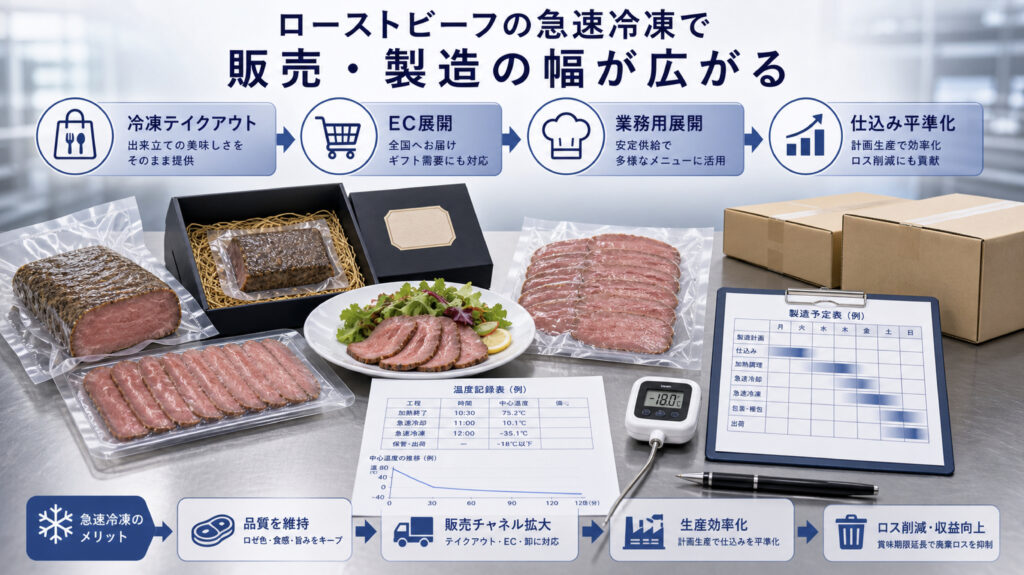 ローストビーフの急速冷凍で販売と製造の幅を広げる補助画像