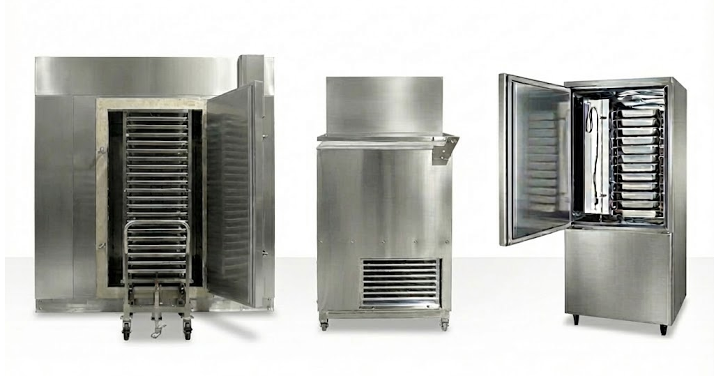 色んな急速冷凍機が並んでいる写真