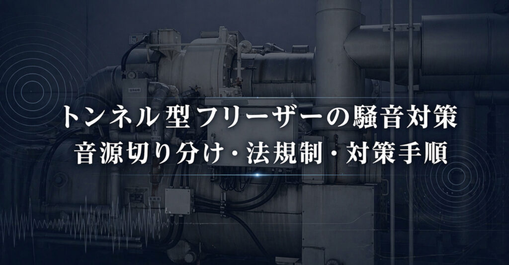 食品工場のトンネル型フリーザーと冷凍機の騒音対策検討（敷地境界と工場内の二系統チェック）