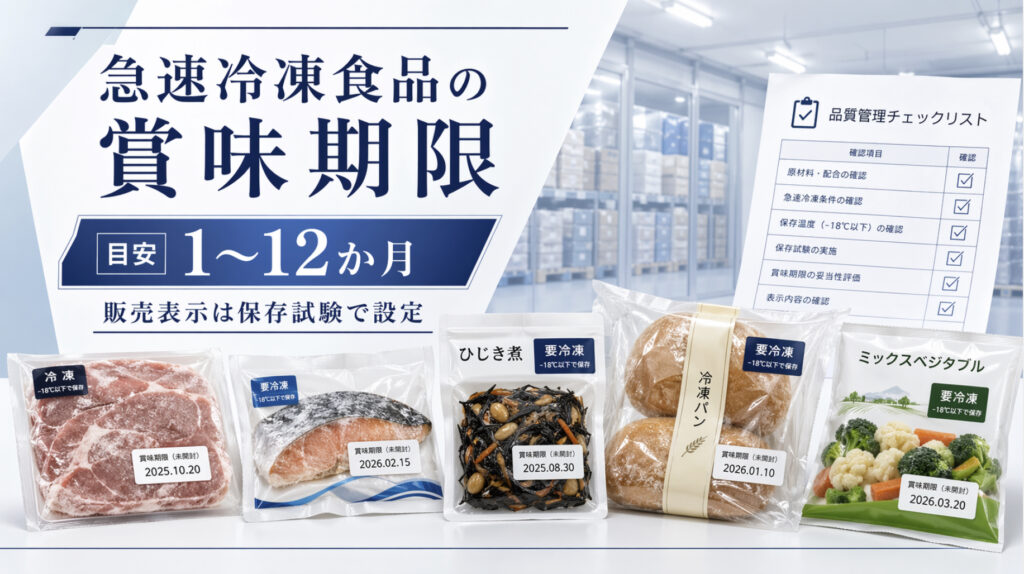 急速冷凍食品の賞味期限を1〜12か月の目安と保存試験で整理するイメージ