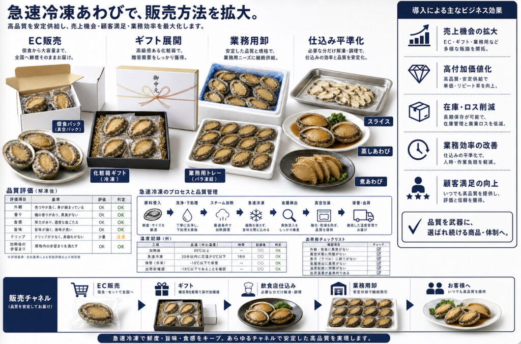 アワビの急速冷凍でEC、ギフト、業務用販売を広げる補助画像