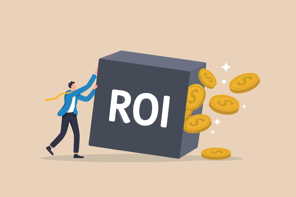 ROI「投資利益率」または「投資収益率」で、Return On Investmentの略称