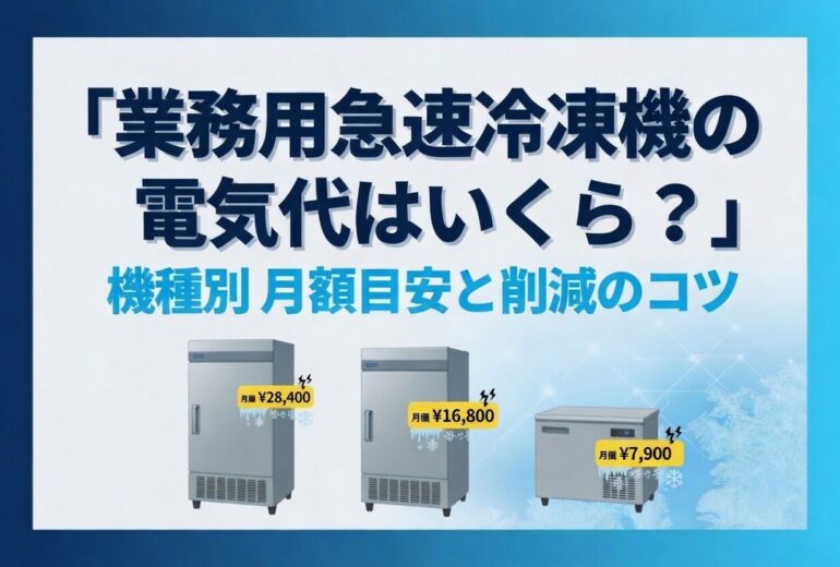 業務用急速冷凍機の電気代目安を示す機種別早見表