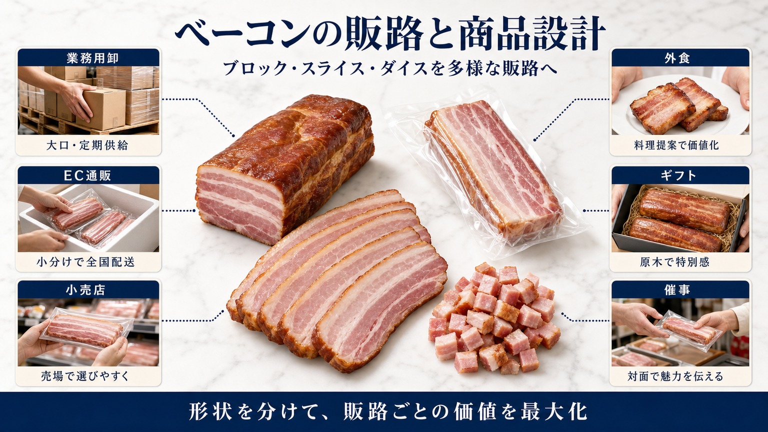 急速冷凍したベーコンの販路と商品設計