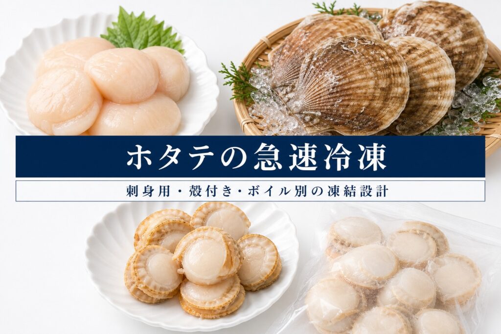 ホタテの急速冷凍の品質と温度管理のチェックポイント