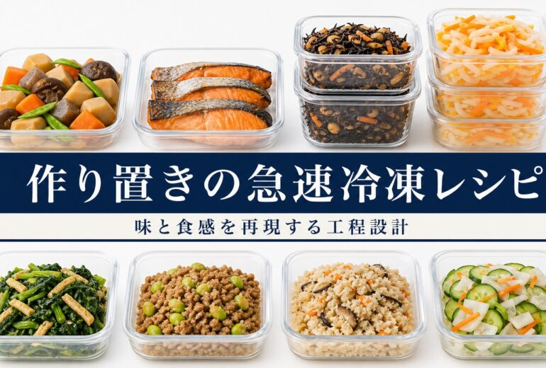 味と食感を再現する作り置き惣菜の急速冷凍レシピのアイキャッチ