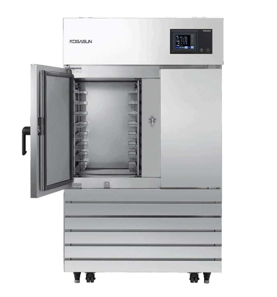 3Dフリーザー トレーインタイプ1ドアモデル KQF-8A-300B｜業務用急速冷凍機の外観と内部構造