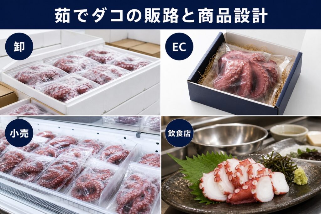 急速冷凍したタコ(ボイル・生・スライス・足)の販路と商品設計