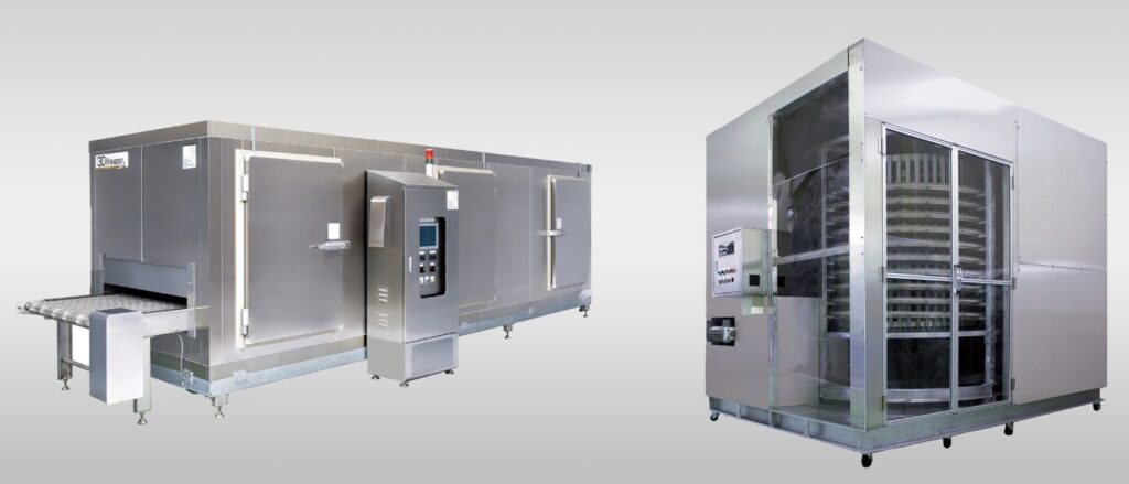 トンネルフリーザーとスパイラルフリーザーの構造比較図