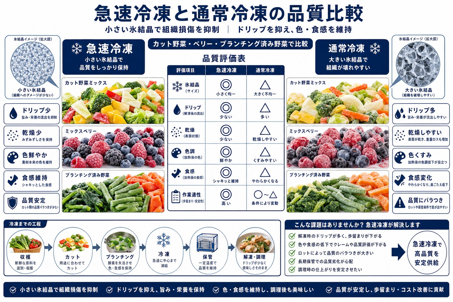 野菜・果物の急速冷凍｜色・食感・形を守る設計｜KOGASUN