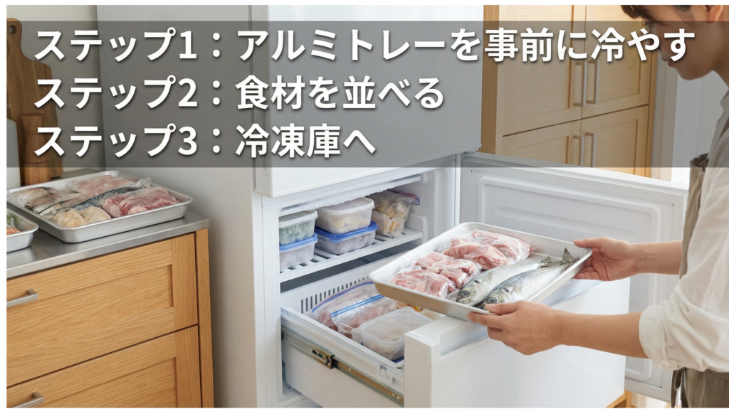 家庭でできる急速冷凍のコツ：アルミトレーを使って熱伝導を早める方法