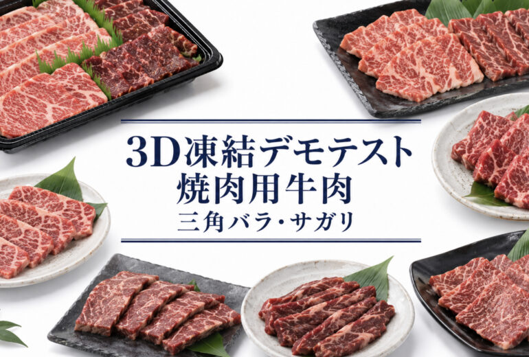 焼肉用牛肉を3Dフリーザー®で急速冷凍するデモテスト