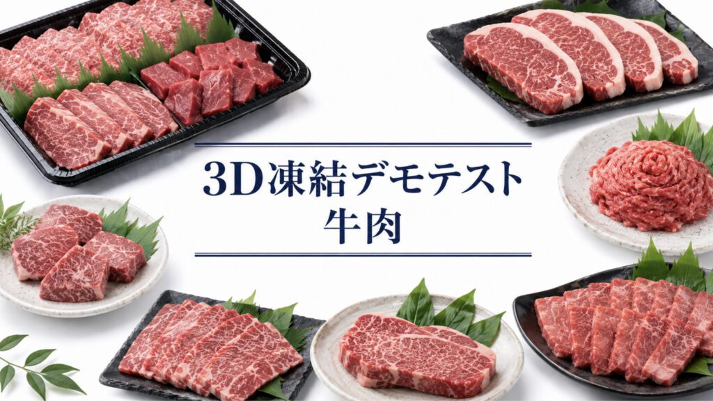 牛肉を3Dフリーザー®で急速冷凍するデモテスト