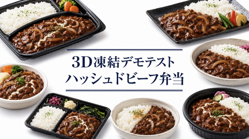 ハッシュドビーフ弁当を3Dフリーザー®で急速冷凍するデモテスト