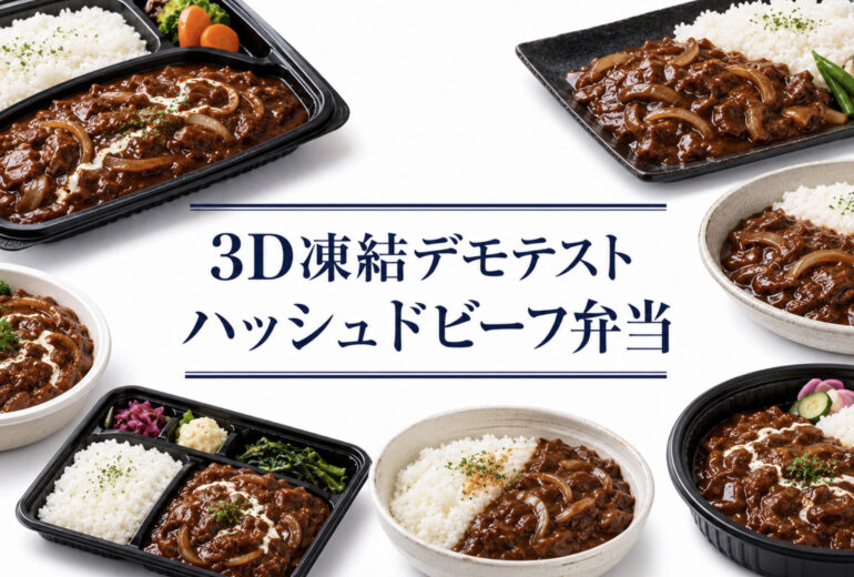 ハッシュドビーフ弁当を3Dフリーザー®で急速冷凍するデモテスト