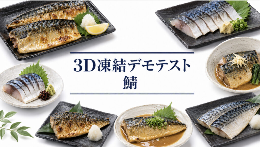 鯖（サバ）を3Dフリーザー®で急速冷凍するデモテスト