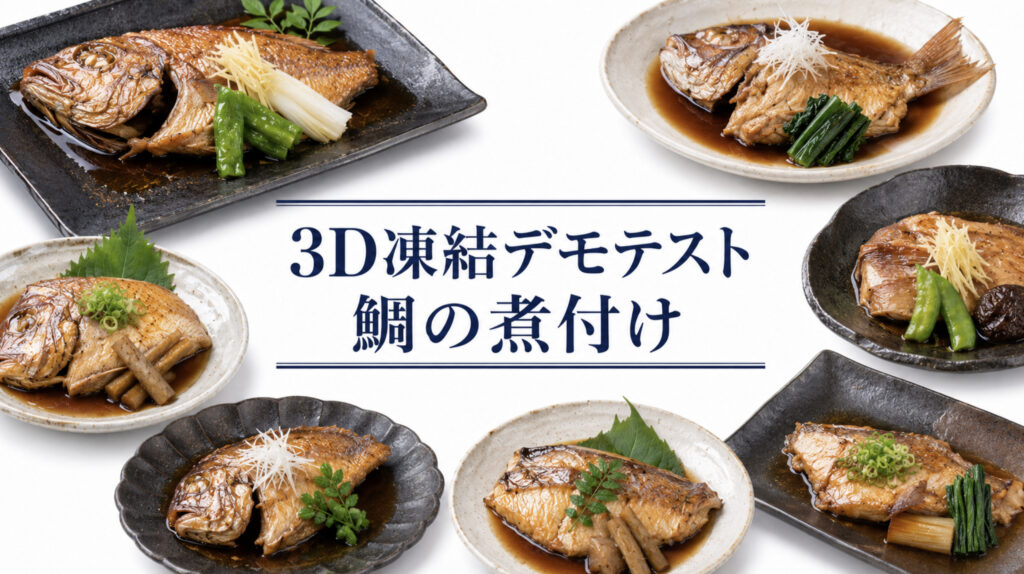 鯛の煮付けの3Dフリーザー®で急速冷凍するデモテスト