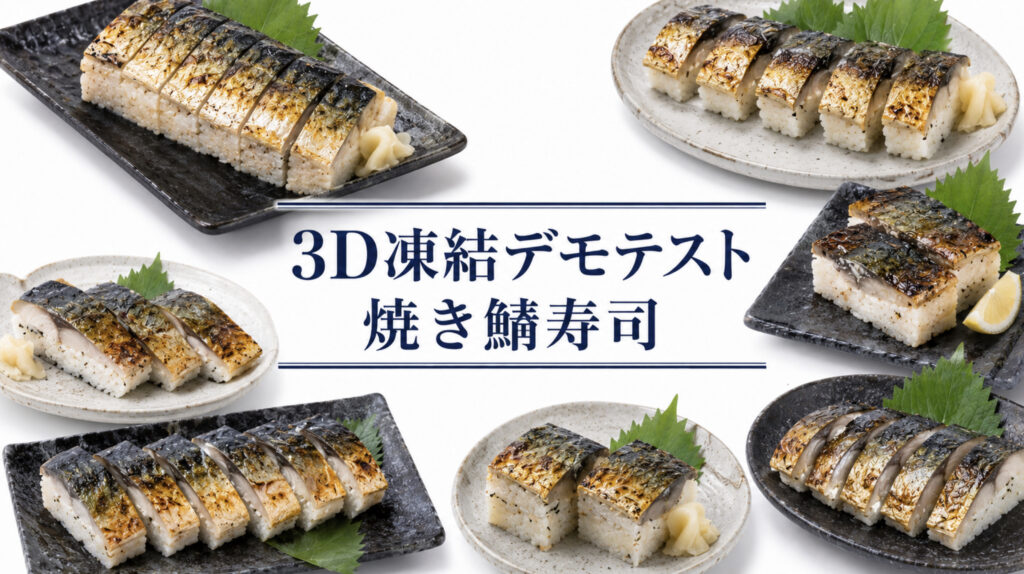 焼き鯖寿司を3Dフリーザー®で急速冷凍するデモテスト