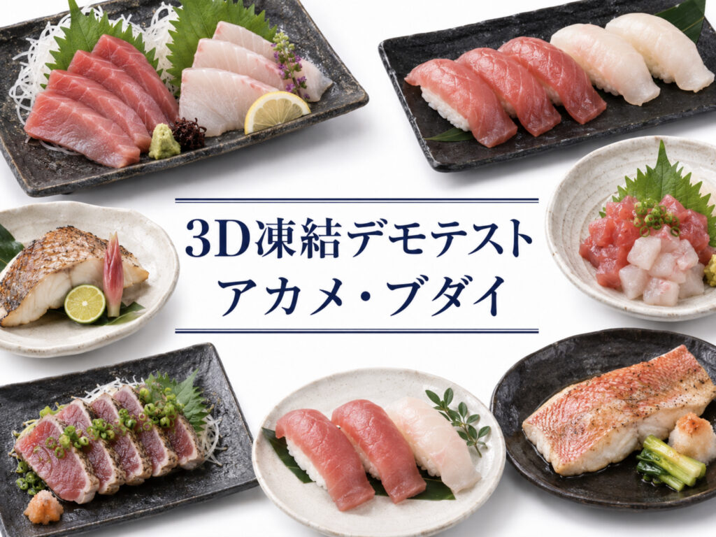 アカメ・ブダイを3Dフリーザー®で急速冷凍するデモテスト