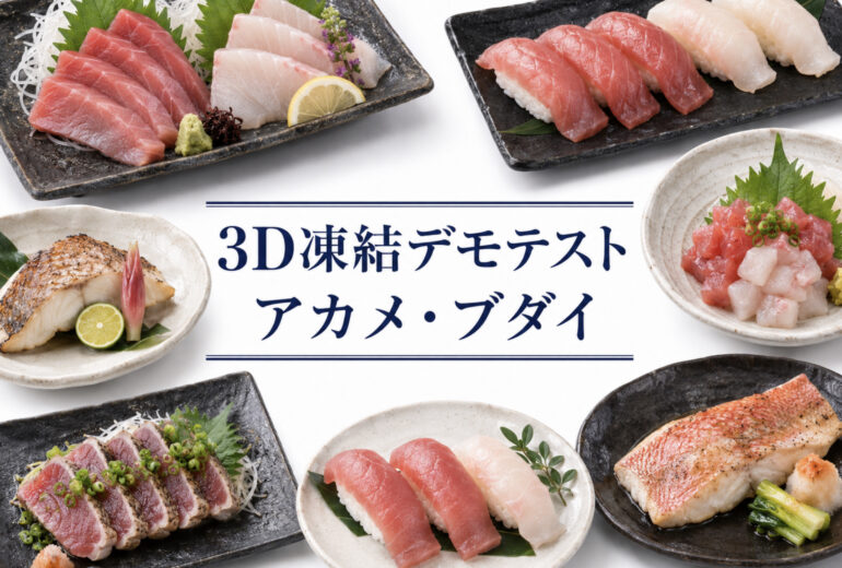 アカメ・ブダイを3Dフリーザー®で急速冷凍するデモテスト