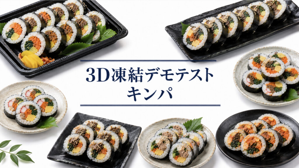 キンパを3Dフリーザー®で急速冷凍するデモテスト