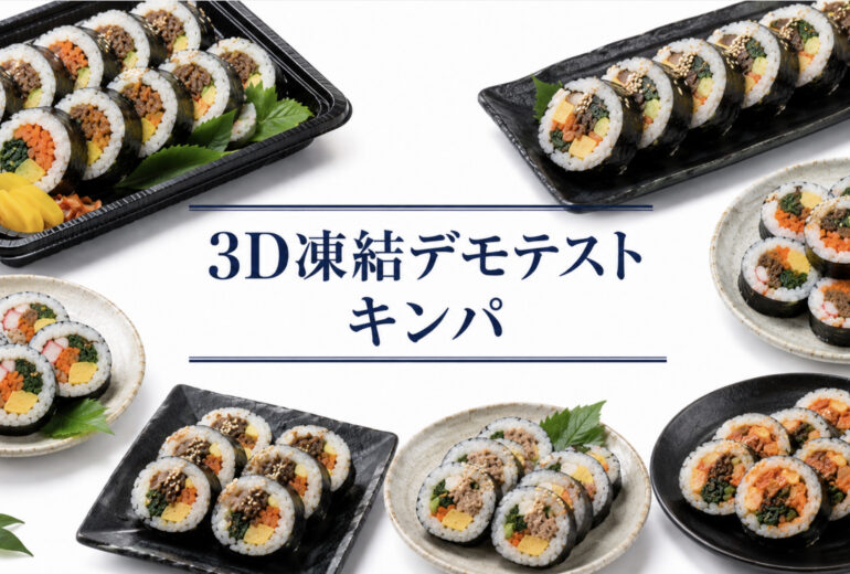 キンパを3Dフリーザー®で急速冷凍するデモテスト
