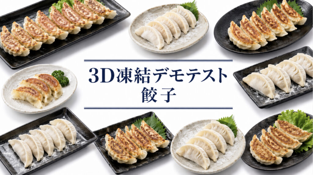 餃子を3Dフリーザー®で急速冷凍するデモテスト