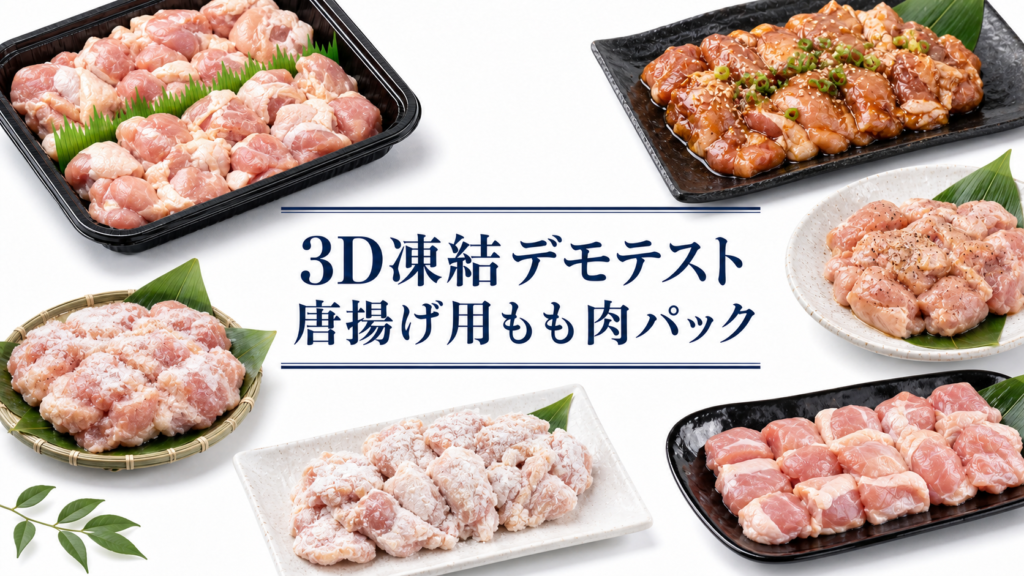 唐揚げ用もも肉パックを3Dフリーザー®で_急速冷凍するデモテスト