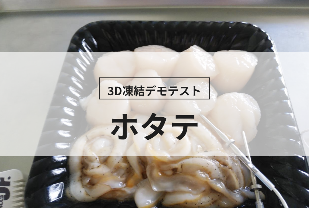 3D凍結デモテストに使用するホタテ（冷凍前）の写真