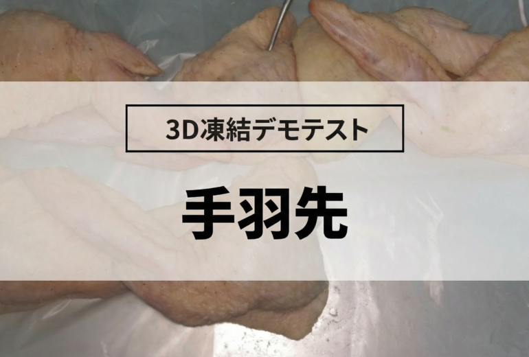 3D凍結デモテストに使用する手羽先（冷凍前）の写真