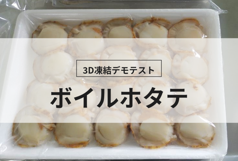 3D凍結デモテストに使用するボイルホタテ（冷凍前）の写真