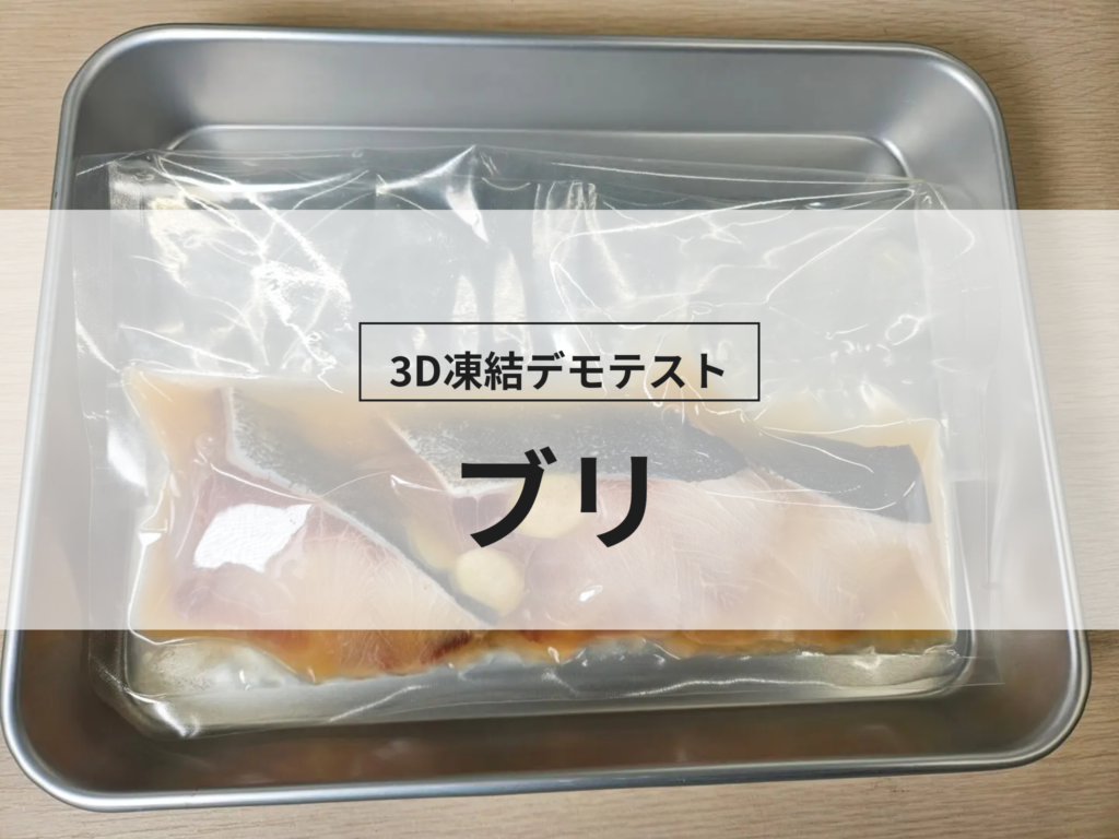 3D凍結デモテストに使用するブリ(冷凍前)の写真