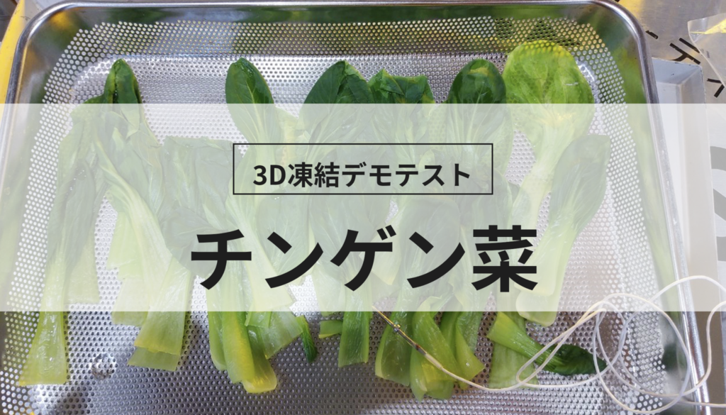 3D凍結デモテストに使用するチンゲン菜（冷凍前）の写真