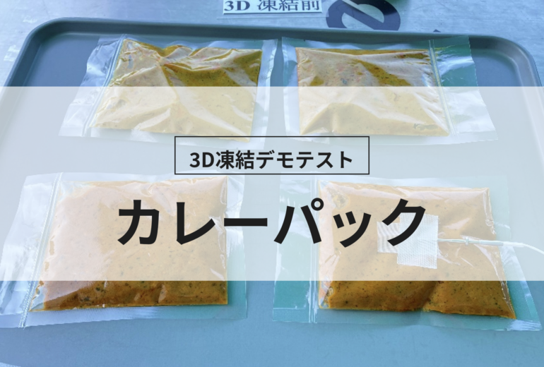 3D凍結デモテストに使用するカレーパック（冷凍前）の写真