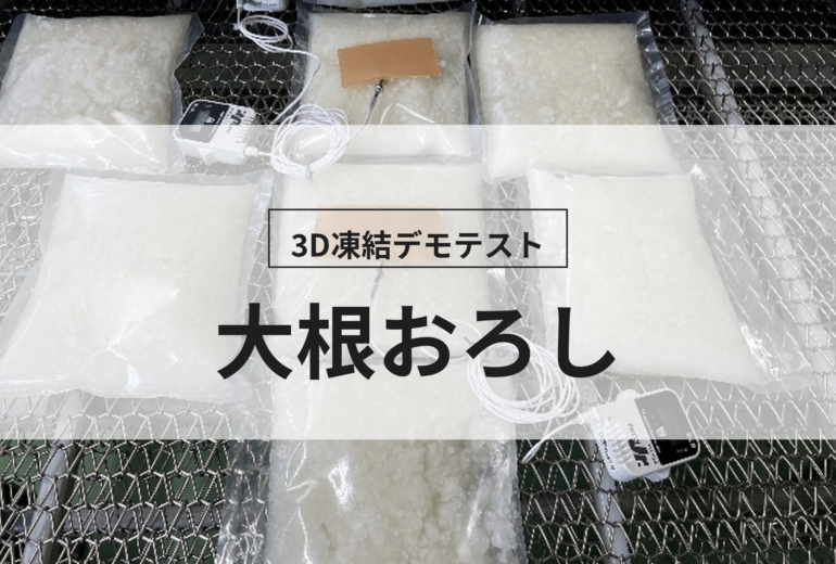 3D凍結デモテストに使用する大根おろし（冷凍前）の写真